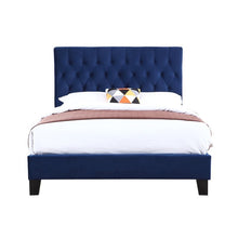 Load image into Gallery viewer, Amelia Navy Fabric Upholstered Bed Cal King 3304RR