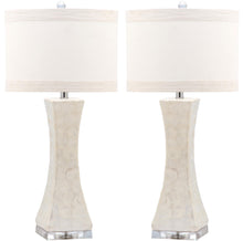 Load image into Gallery viewer, Shelley 30 in. White Concave Table Lamp with Off-White Shade (Set of 2) #502HW