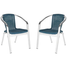Load image into Gallery viewer, Wrangell Teal Stackable Aluminum/Wicker Outdoor Dining Chair (2-Pack)3087RR