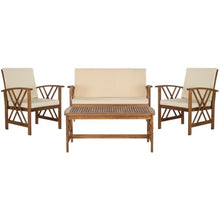 Load image into Gallery viewer, Fontana Natural Brown 4-Piece Wood Patio Conversation Set Teak/Beige(1926RR)