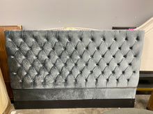 Load image into Gallery viewer, Jennie Tufted Upholstered Low Profile Headboard King Dark Gray Velvet AS IS