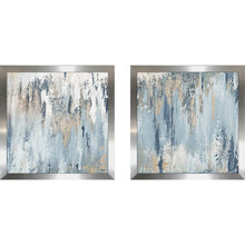 Load image into Gallery viewer, &#39;Blue Illusion Square&#39; 2 Piece Painting Print Set Silver(1992RR)
