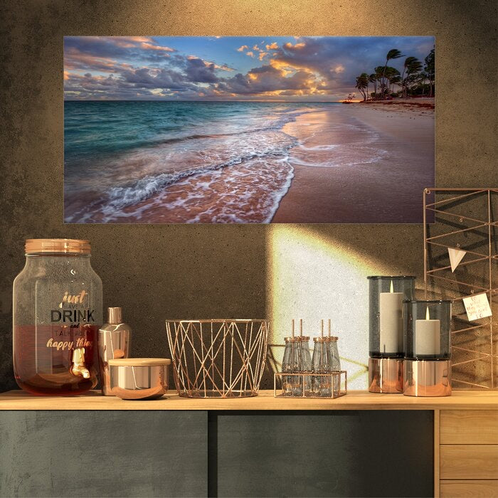 'Palm Trees on Clear Sandy Beach' Photographic Print on Wrapped Canvas 16