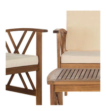 Load image into Gallery viewer, Fontana 4 Pc Outdoor Set in Color Teak Wood/Beige 71 CDR
