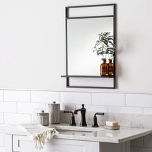 Load image into Gallery viewer, Hearth and Hand Bath Mirror with Shelf Black