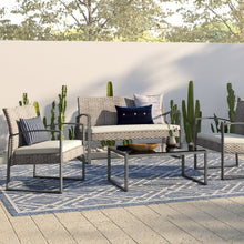 Load image into Gallery viewer, Ana 4 Piece Rattan Sofa Seating Group with Cushions Gray AS IS(1039)
