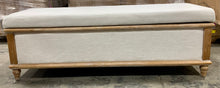Load image into Gallery viewer, Raw White Pennie Upholstered Flip Top Storage Bench