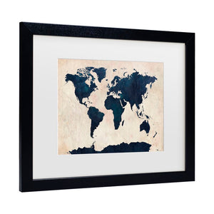 'World Map' Framed Graphic Art Print on Canvas *AS IS  #172HW