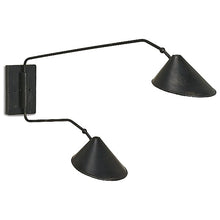 Load image into Gallery viewer, Currey and Company 2 Light Serpa Double Wall Sconce Black(810)