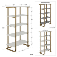 Load image into Gallery viewer, Camila 5 Shelf Bookcase White/Gold AS IS(1182)