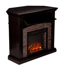 Load image into Gallery viewer, Newburgh 45.5 in. W Faux Stone Corner Media Fireplace in Ebony AS IS(730)