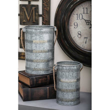 Load image into Gallery viewer, 2 Piece Metal Galvanized Lantern Set #68HW