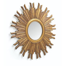 Load image into Gallery viewer, Sole Sunburst 35.5 in. H x 35.5 in. W Gold Round Framed Mirror AS IS (1947RR)