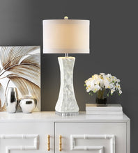 Load image into Gallery viewer, Shelley 30 in. White Concave Table Lamp with Off-White Shade (Set of 2) #502HW