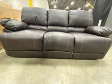 Load image into Gallery viewer, CorLiving Lea Chocolate Brown Faux Leather Reclining Sofa 6440RR