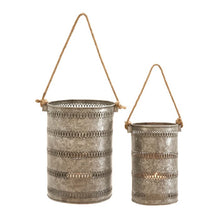 Load image into Gallery viewer, 2 Piece Metal Galvanized Lantern Set #68HW