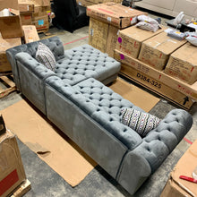 Load image into Gallery viewer, Lora 97" Wide Gray Velvet Right Hand Facing Sofa & Chaise