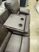 Load image into Gallery viewer, CorLiving Lea Chocolate Brown Faux Leather Reclining Sofa 6440RR