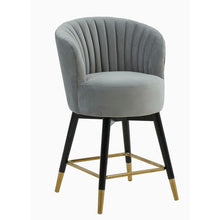 Load image into Gallery viewer, Gray Velvet Liana Swivel 27" Counter Stool - #273CE