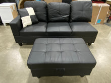 Load image into Gallery viewer, Wilhemine Sectional Piece with Ottoman Black