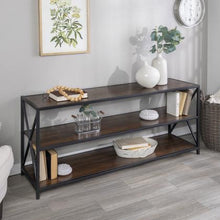 Load image into Gallery viewer, Metal 60” 3 Shelf Etagere Bookcase Dark Walnut(312)