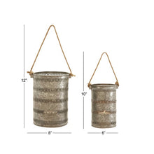 Load image into Gallery viewer, 2 Piece Metal Galvanized Lantern Set #68HW
