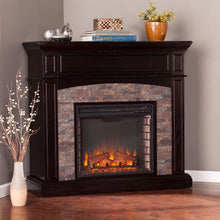 Load image into Gallery viewer, Newburgh 45.5 in. W Faux Stone Corner Media Fireplace in Ebony AS IS(730)