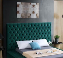 Load image into Gallery viewer, Geralyn Velvet Tufted Headboard AS IS Green Queen