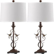 Load image into Gallery viewer, Safavieh Birdsong Table Lamps in Bronze with Cotton Shade (Set of 2) 445CDR