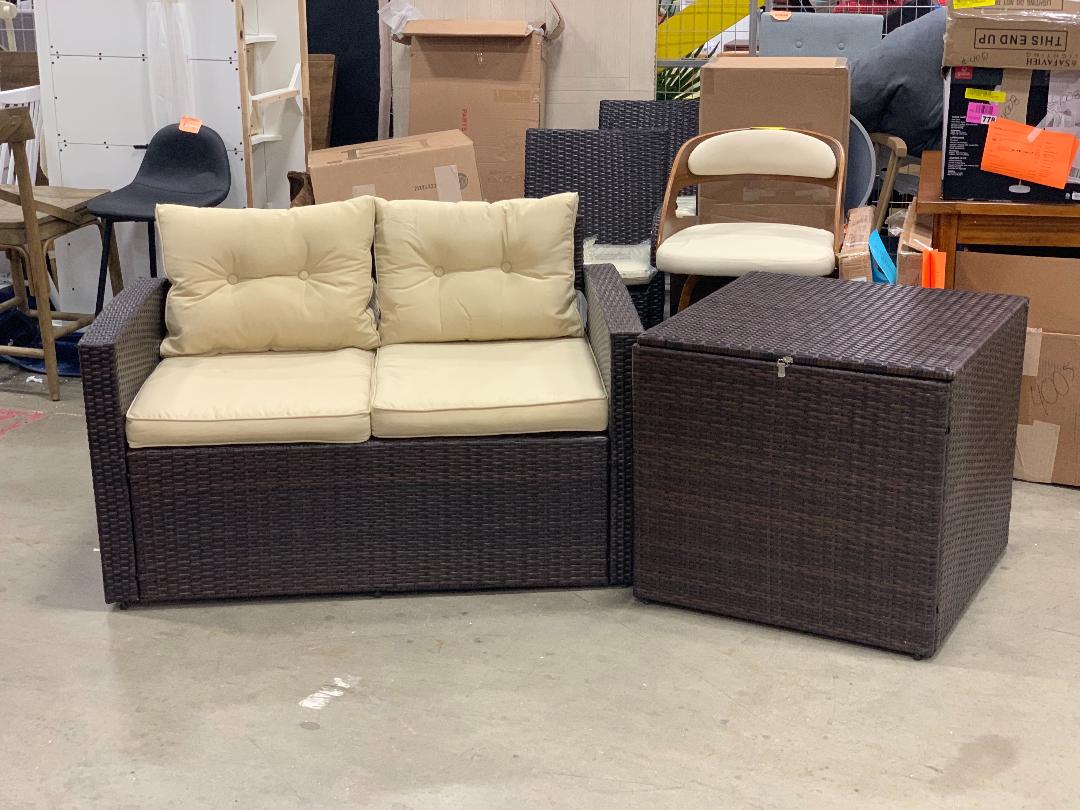 *AS IS* Arlington Rattan SoSeating Group with Cushions (only 3 pieces available out of 6)