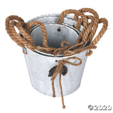 Load image into Gallery viewer, (2) Sets of Four Tin Buckets with Burlap Handles #9451
