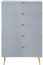 Load image into Gallery viewer, Chest with Five Storage Drawers and Metal Legs in Gray High Gloss Color
