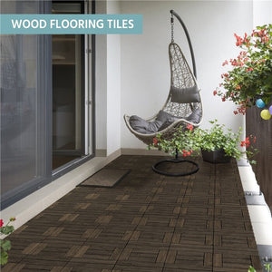 Dark Brown Wood Interlocking Deck Tile (Set of 27)