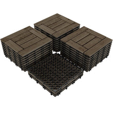 Load image into Gallery viewer, Dark Brown Wood Interlocking Deck Tile (Set of 27)
