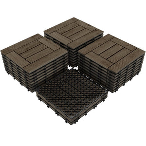 Dark Brown Wood Interlocking Deck Tile (Set of 27)
