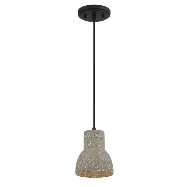 Meridian 1 Light Concrete with Matte Black Mini Pendant