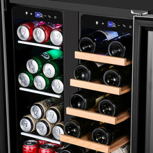 Load image into Gallery viewer, 18 Bottle and 57 Can Wine and Beverage Lovers Collection Dual Zone Built-In Wine &amp; Beverage Refrigerator in Stainless Steel
