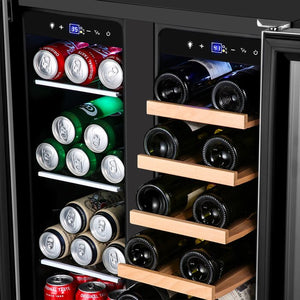 18 Bottle and 57 Can Wine and Beverage Lovers Collection Dual Zone Built-In Wine & Beverage Refrigerator in Stainless Steel