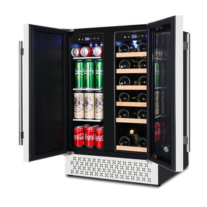 18 Bottle and 57 Can Wine and Beverage Lovers Collection Dual Zone Built-In Wine & Beverage Refrigerator in Stainless Steel