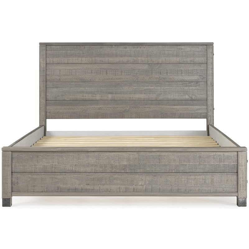 Solid Wood King Platform Bed in Driftwood Gray