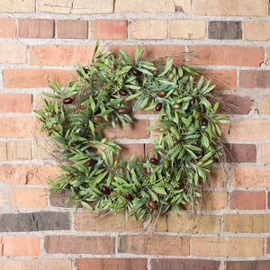 24" Artificial Green Olive Leaf Wreath