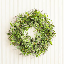 Load image into Gallery viewer, 24&quot; Artificial Green Olive Leaf Wreath
