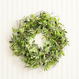 24" Artificial Green Olive Leaf Wreath