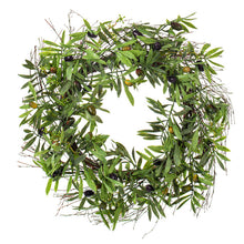 Load image into Gallery viewer, 24&quot; Artificial Green Olive Leaf Wreath
