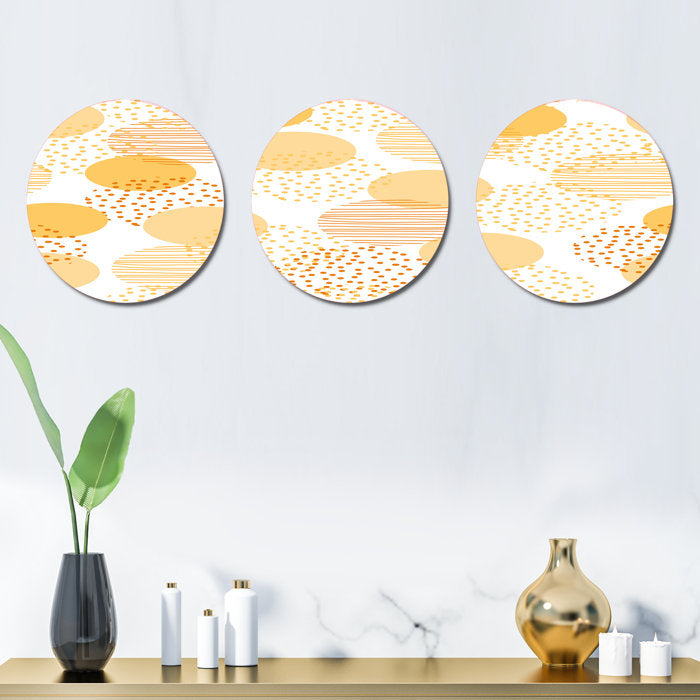 3 Piece Circular Abstract Retro Geometric IX Wall Décor Set