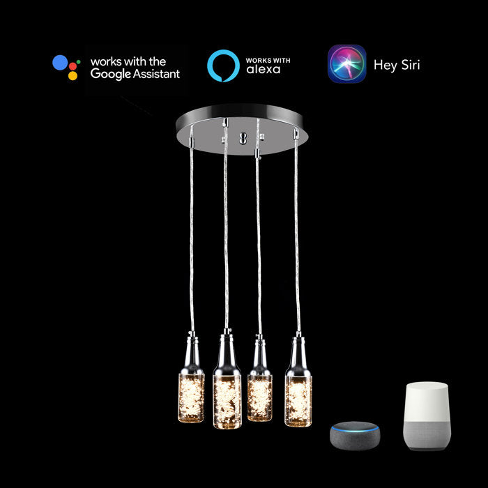 4 - Light White LED Cluster Pendant