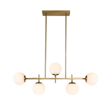 Load image into Gallery viewer, 5-LIGHT GLASS GLOBE ISLAND LINEAR CHANDELIER
