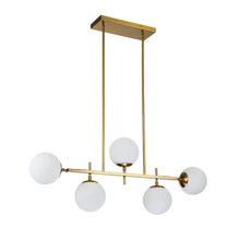 Load image into Gallery viewer, 5-LIGHT GLASS GLOBE ISLAND LINEAR CHANDELIER
