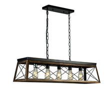 Load image into Gallery viewer, 5-Light Farmhouse Square/Rectangle Chandelier For Kitchen Island With Wrought Iron Accents
