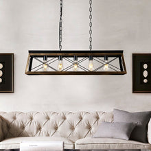 Load image into Gallery viewer, 5-Light Farmhouse Square/Rectangle Chandelier For Kitchen Island With Wrought Iron Accents
